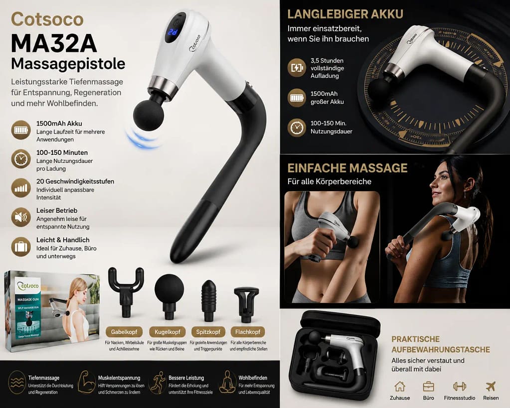 Cotsoco MA32A Massagepistole Test und Vergleich 2026