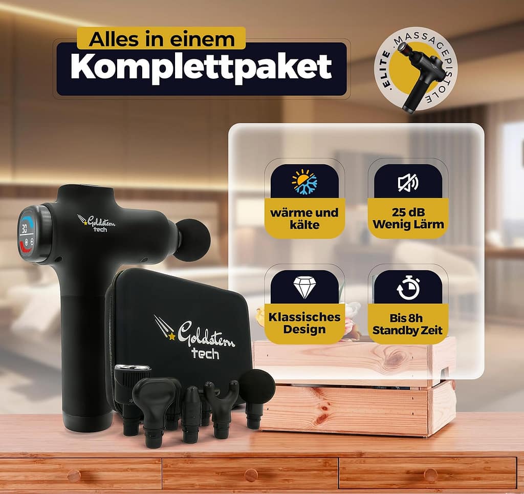 Goldstern tech Elite Massagepistole Test – Premium-Qualität für Muskelentspannung?